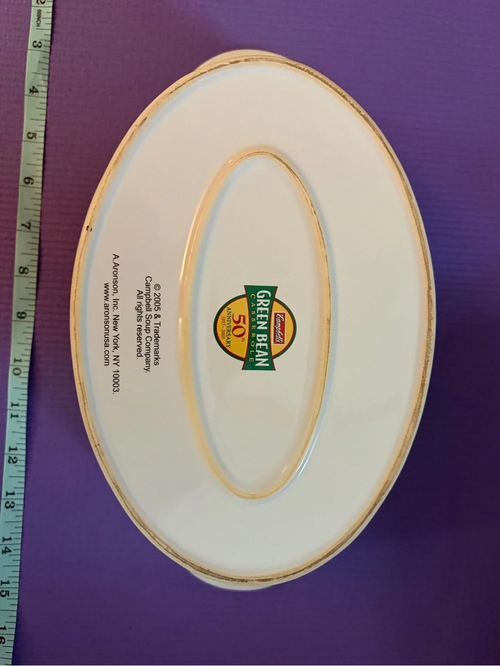 2005 Campbell’s Green Bean Casserole 50th Anniversary Oval Dish w/Recipe Inside